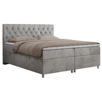 BOXBETT ROMA 120/200 - Hellgrau Velvet - H3 - Hellgrau, Holz/Textil (120/200cm)