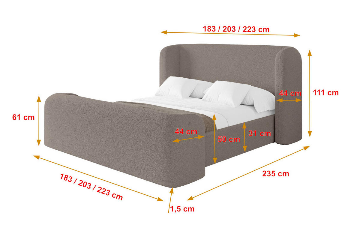 POLSTERBETT mit Bettkasten, Fußteil und Lattenrost, Boxbett ohne Matratze - ESTI-Z 160x200 Braun - Braun, Holzwerkstoff/Textil (160/200cm) - ALTDECOR