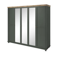 DREHTÜRENSCHRANK EVOLETTA 246/216/62 cm 5-türig mit Spiegel Grün - Grün, Holzwerkstoff (246/216/62cm) - MASSENO