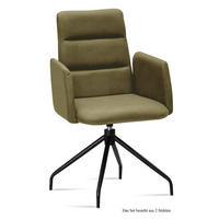 ARMLEHNSTUHL drehbar (2er-Set) Domona 52x92x60 Schwarz/Olivgrün - Schwarz/Olivgrün, Kunststoff (60/92/52cm) - 58aufmkessel