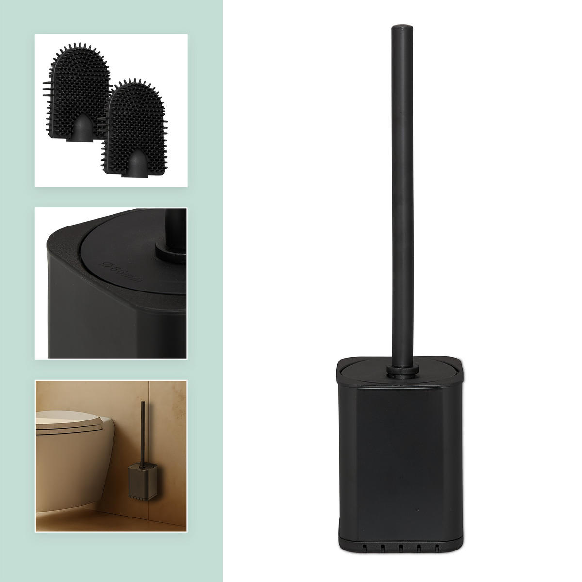 TOILETTENBÜRSTE - Schwarz, Kunststoff/Metall (9.5/40/10cm) - Relaxdays