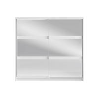 SCHWEBETÜRENSCHRANK SILVA 230/215/62cm 2-türig mit Spiegel Weiß - Weiß, Holzwerkstoff (230/215/62cm) - MASSENO