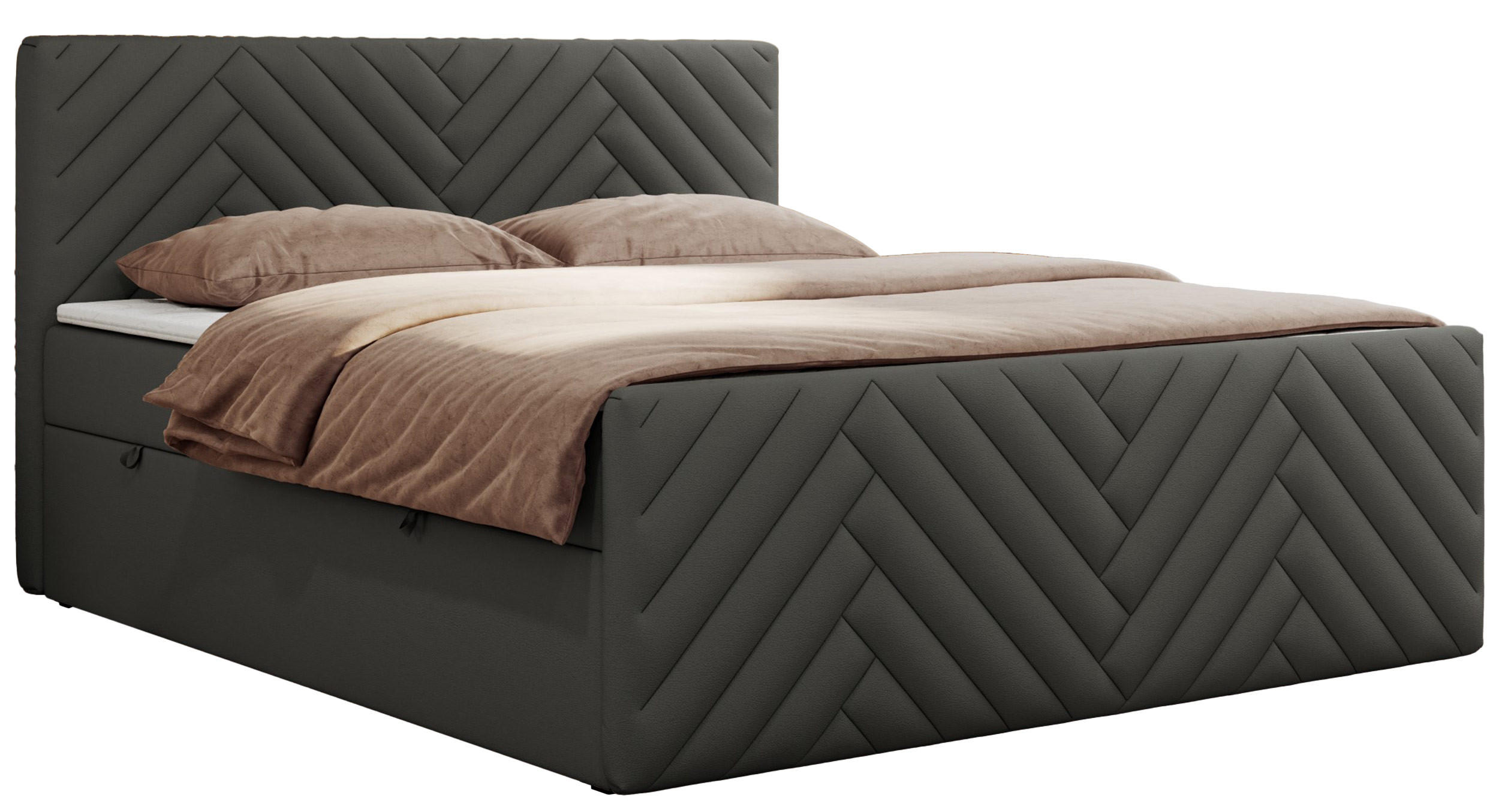 BOXBETT PARIS DUO 120/200 - Grau Kunstleder - H3 - Grau, Holz/Textil (120/200cm) - MKS