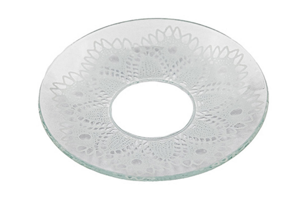 GLAS-KERZENMANSCHETTE (Bobeches) "Spitzenmuster" für Kerzen bis Ø 25 mm - Transparent, Paraffin (7/0.2/7cm) - Holfeuer Crystal Design