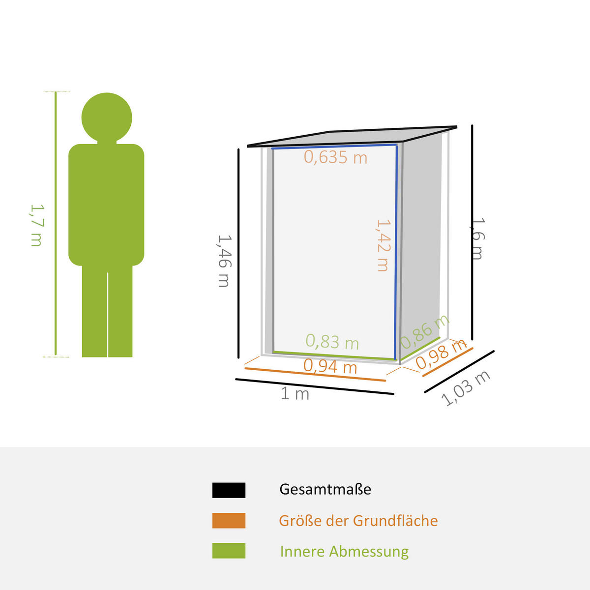 GERÄTEHAUS aus Stahl, Gartenschrank abschließbar, für Balkon, Terrasse, Dunkelgrau - Dunkelgrau, Metall (103/160/100cm) - Outsunny
