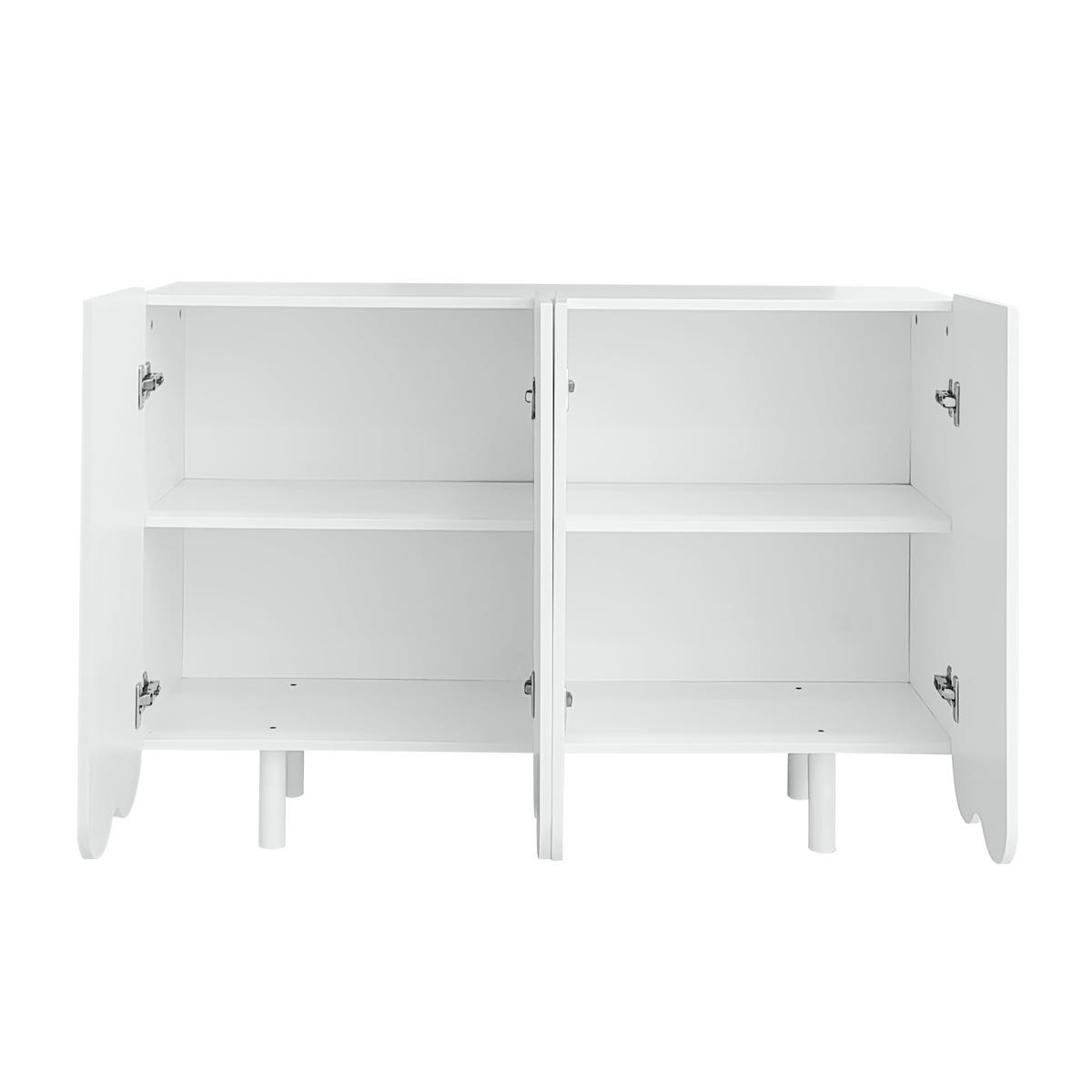 SIDEBOARD mit Metallfüßen und Rillen-Design - Weiß, Holzwerkstoff/Metall (120/80/37.5cm) - Urban Meuble