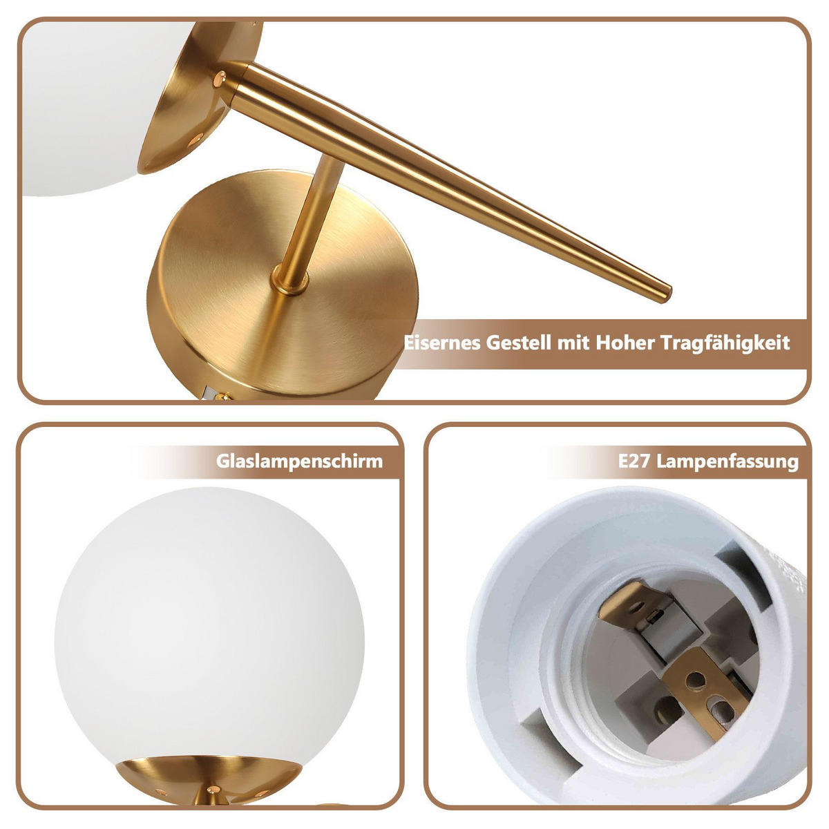 WANDLEUCHTE Maser - Goldfarben, Metall (32/15/20cm) - Nettlife