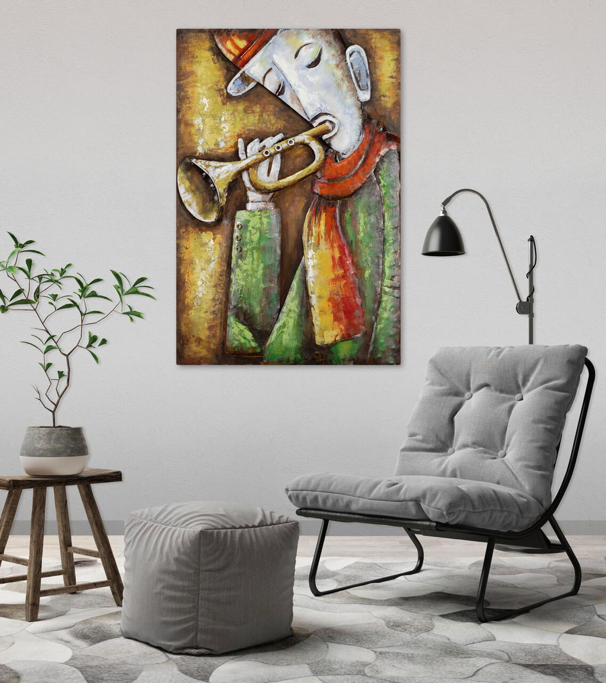 METALLBILD Grün 60/90 cm - Gelb/Grün, Metall (4.2/90cm) - KUNSTLOFT