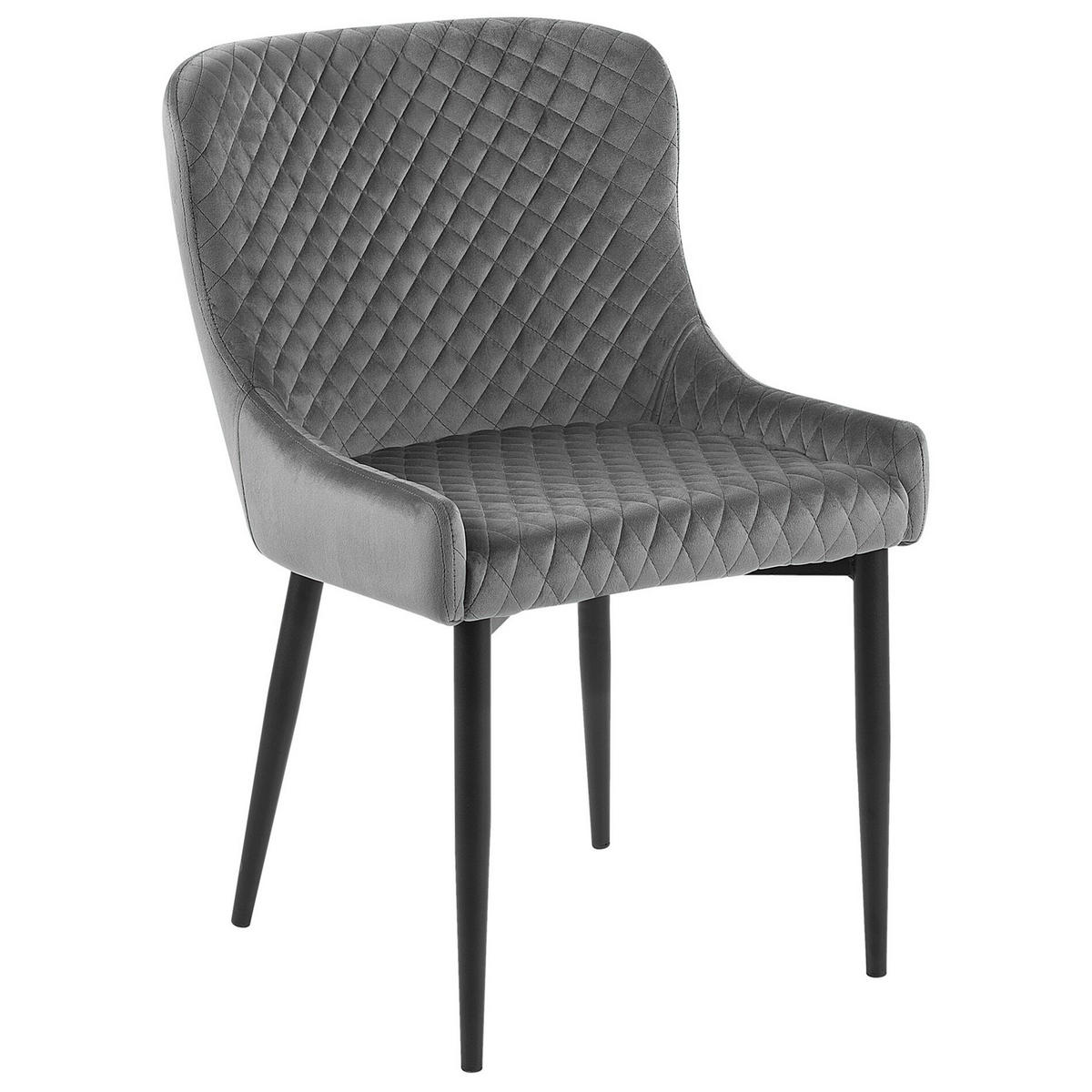 ÉTKEZŐSZÉK 2 darabos Szett Bársony Szürke Solano - szürke, textil/fém (51/82/52cm) - Beliani