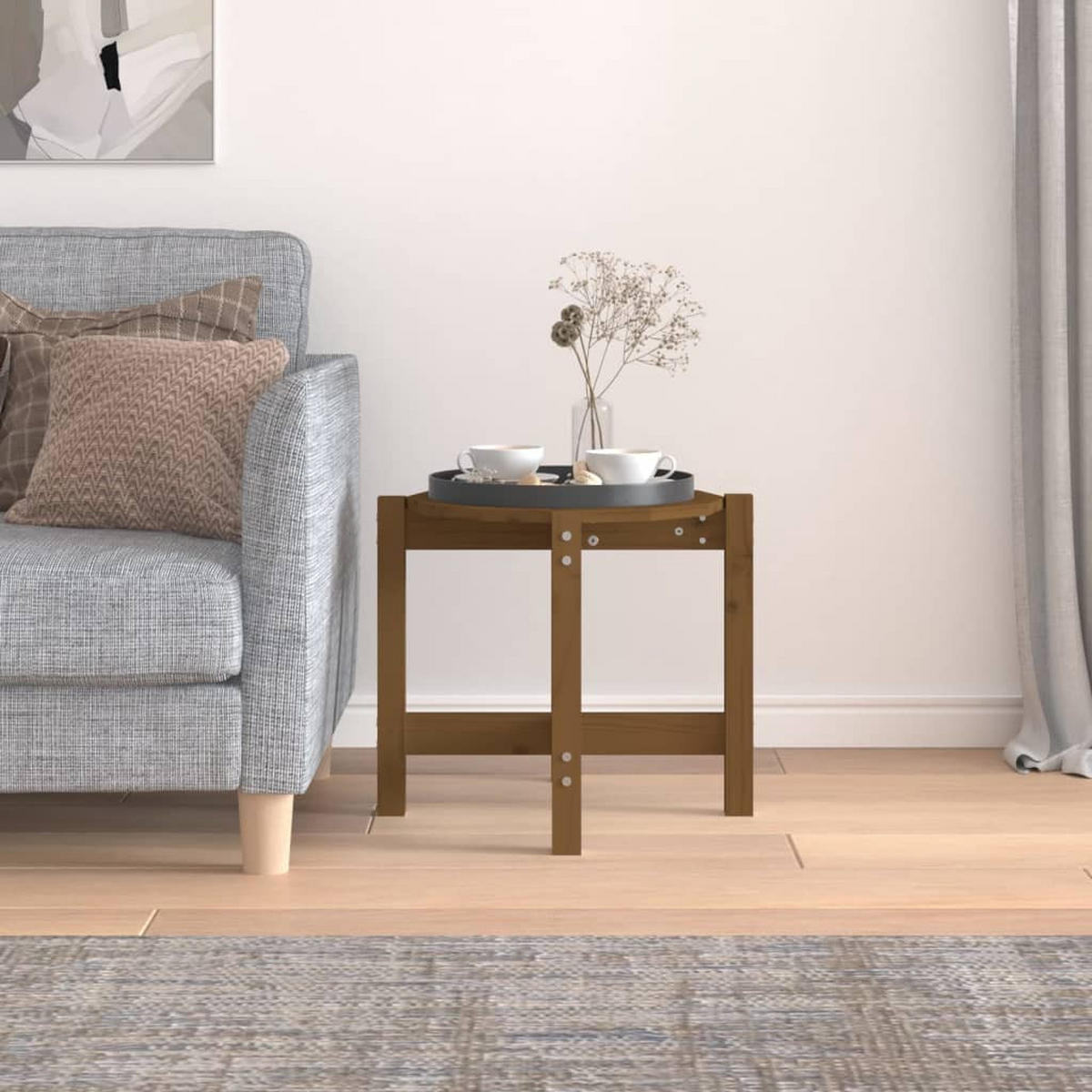 COUCHTISCH Honigbraun Ø 52,5x45 cm Massivholz Kiefer - Braun, Holz (52.5/52.5/45cm) - furnicato