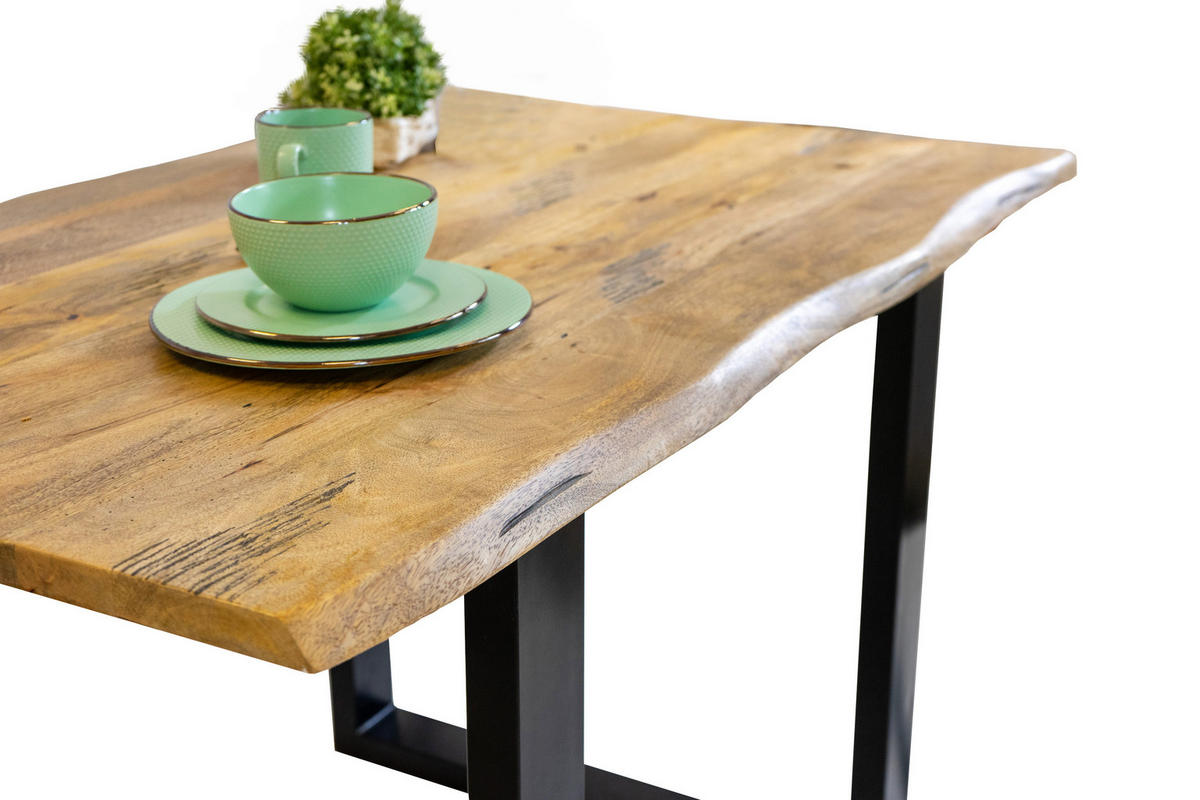 ESSTISCH DORA - Beige/Schwarz, Holz/Metall (80/120/77cm) - SAM