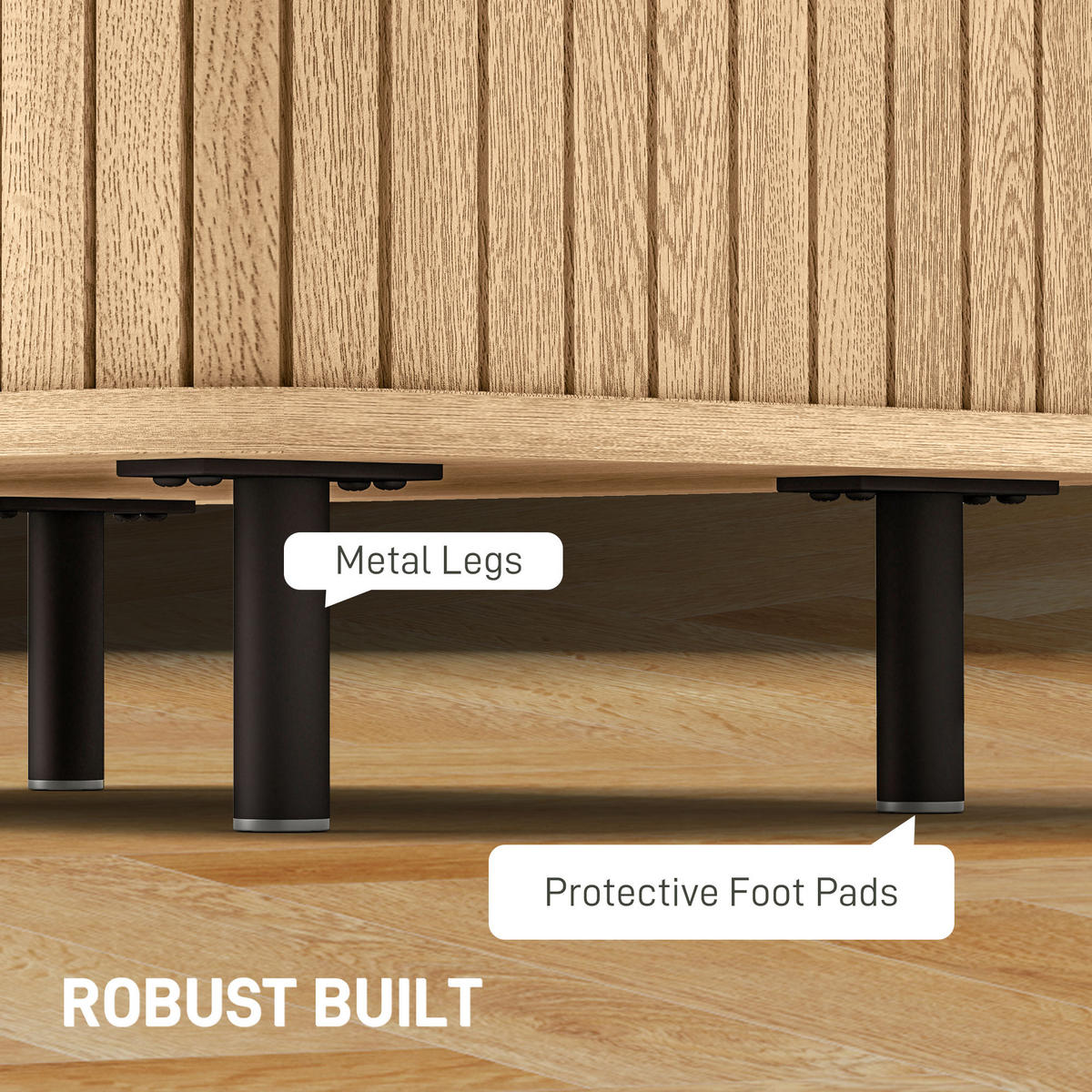 NACHTTISCH MDF Eiche - Eichefarben/Schwarz, Holzwerkstoff/Metall (48/40/48cm) - HOMCOM