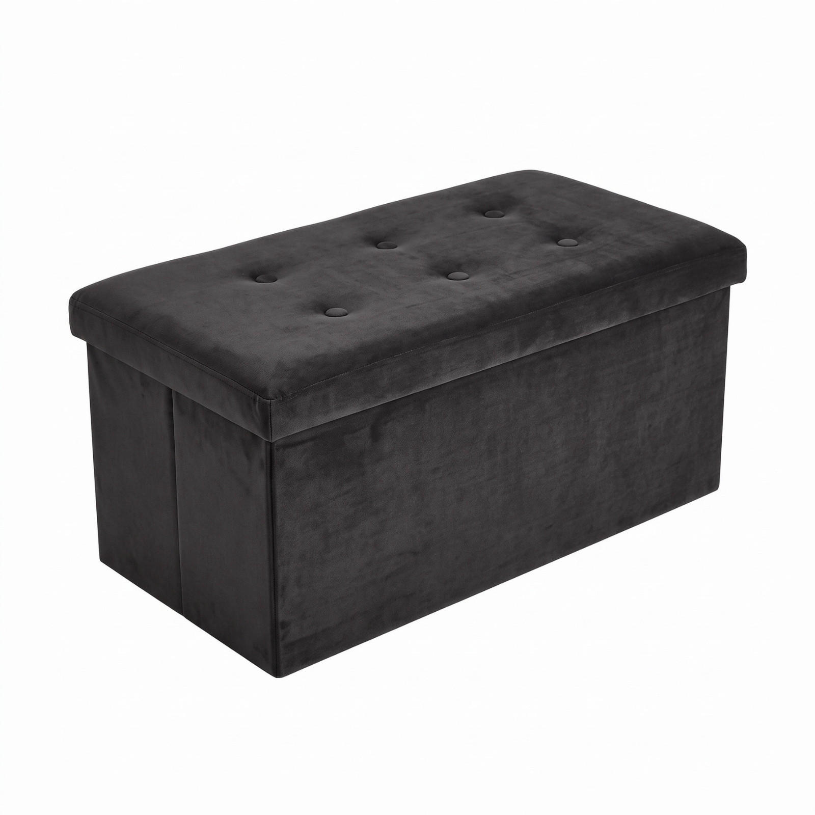 SAMTHOCKER mit Stauraum 76/38/38 cm - Schwarz, Textil (38/38/76cm) - SCENA LIVING