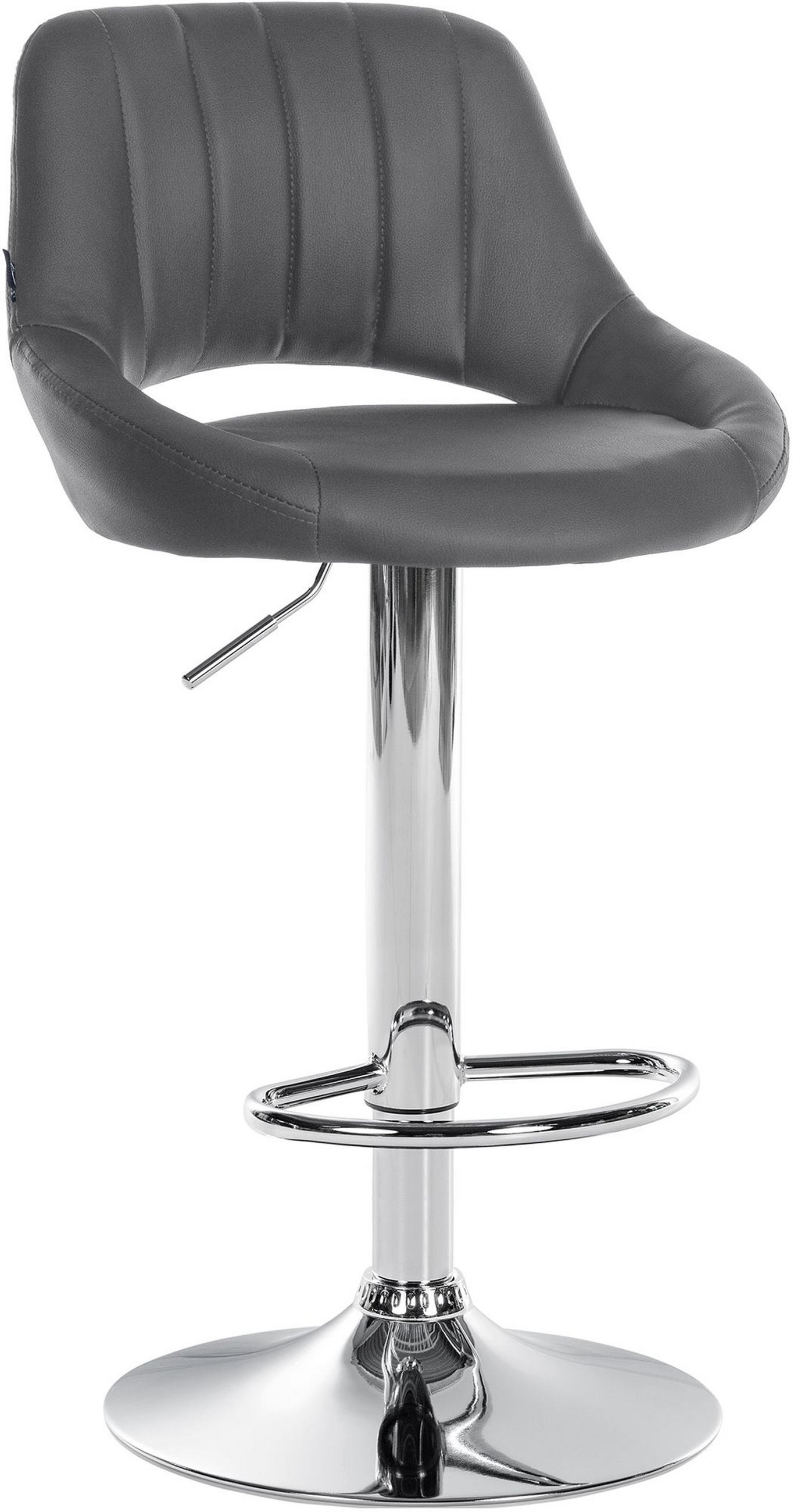 BARHOCKER Milos Kunstleder chrom grau - Chromfarben/Grau, Kunststoff/Metall (47/106/48cm) - TPFLiving