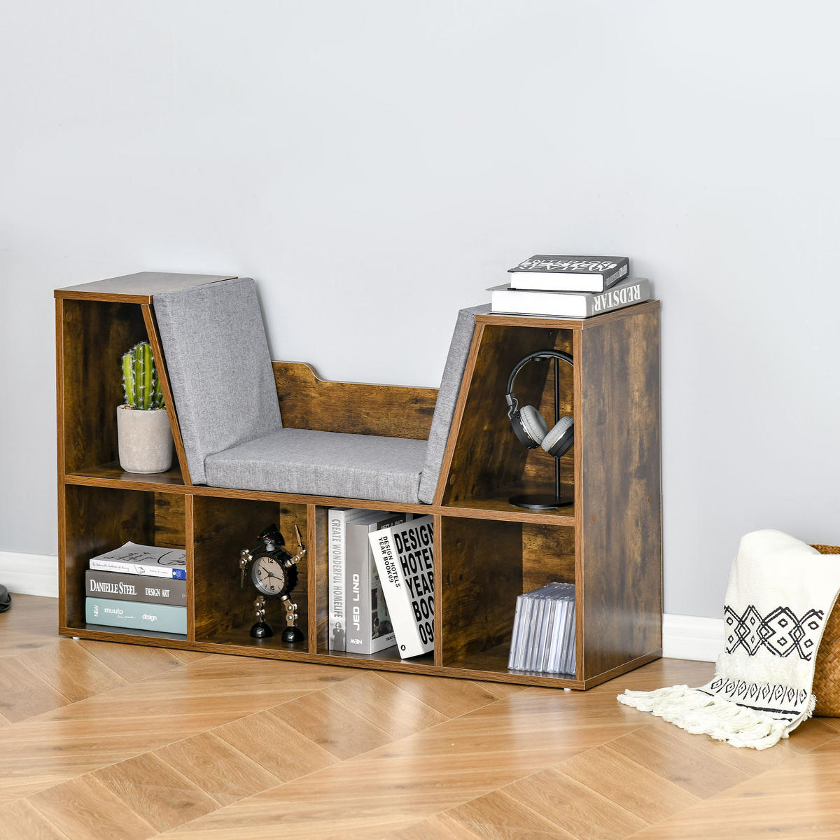 KINDERREGA DE-15545 102/30/61 cm, 6 offene Fächer Rustikalbraun - Braun, Holzwerkstoff (102/61/30cm) - ComfortXL