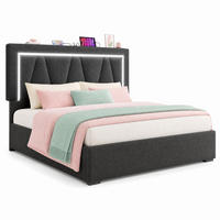 POLSTERBETT mit Stauraum USB und LED 140x200 cm Leinen Grau - Grau, Metall (140/200cm) - Meubliv