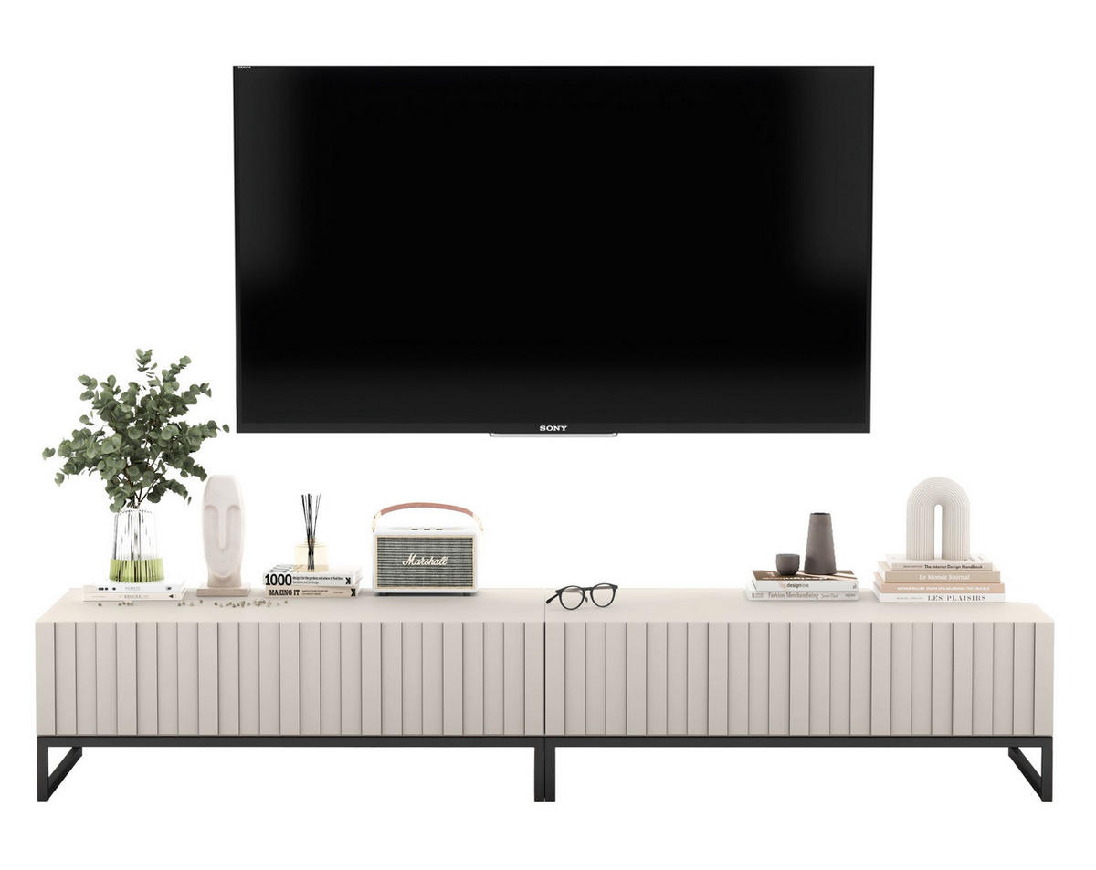 TV-LOWBOARD 2-er Set Elpis Kaschmir Matt Glamour 110 cm - Kaschmir, Holzwerkstoff (220/39/54cm) - Meble Lindner