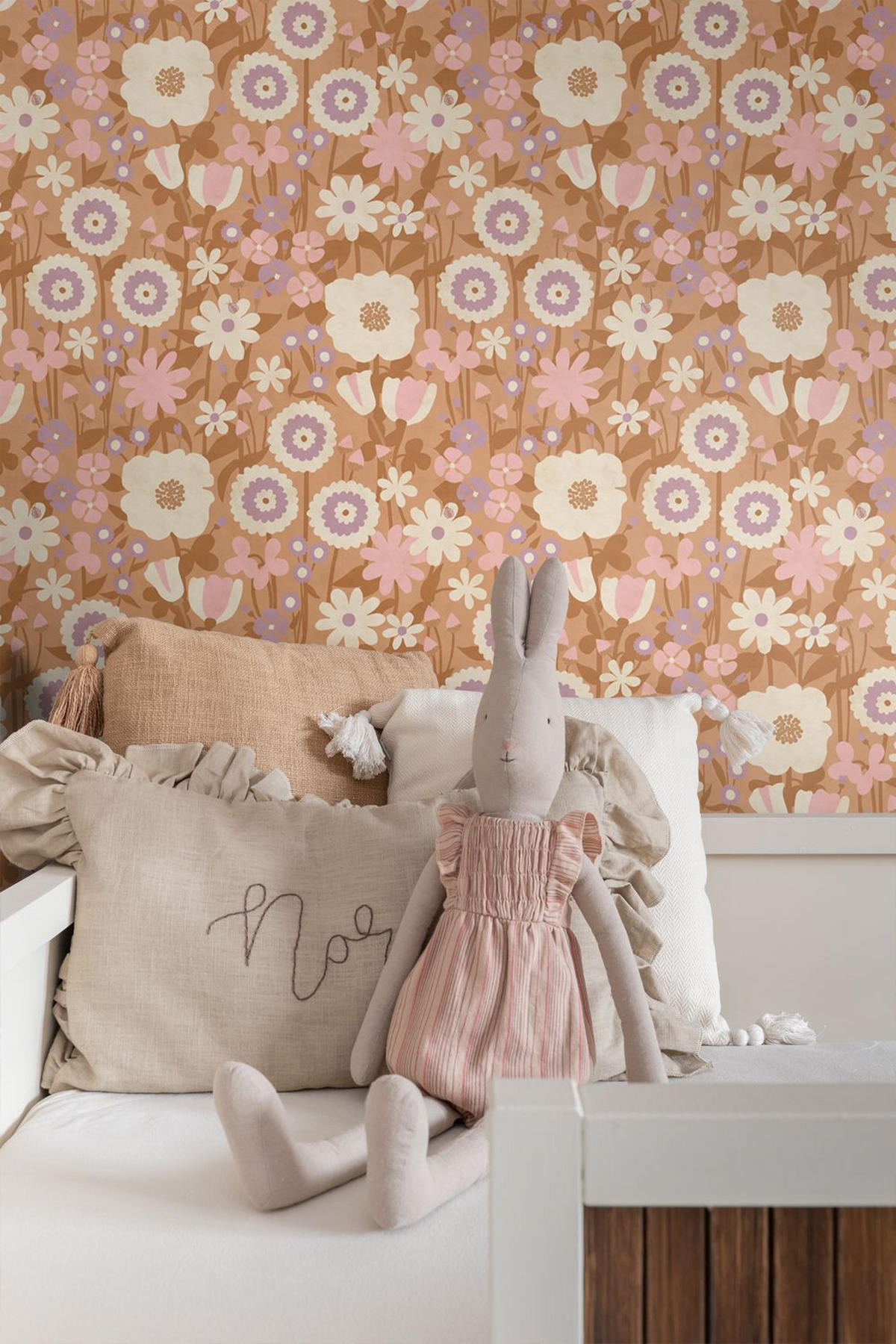 TAPETE Retro Blumen 50 x 900 cm - Orange, Papier (50/0.1cm) - ESTAhome