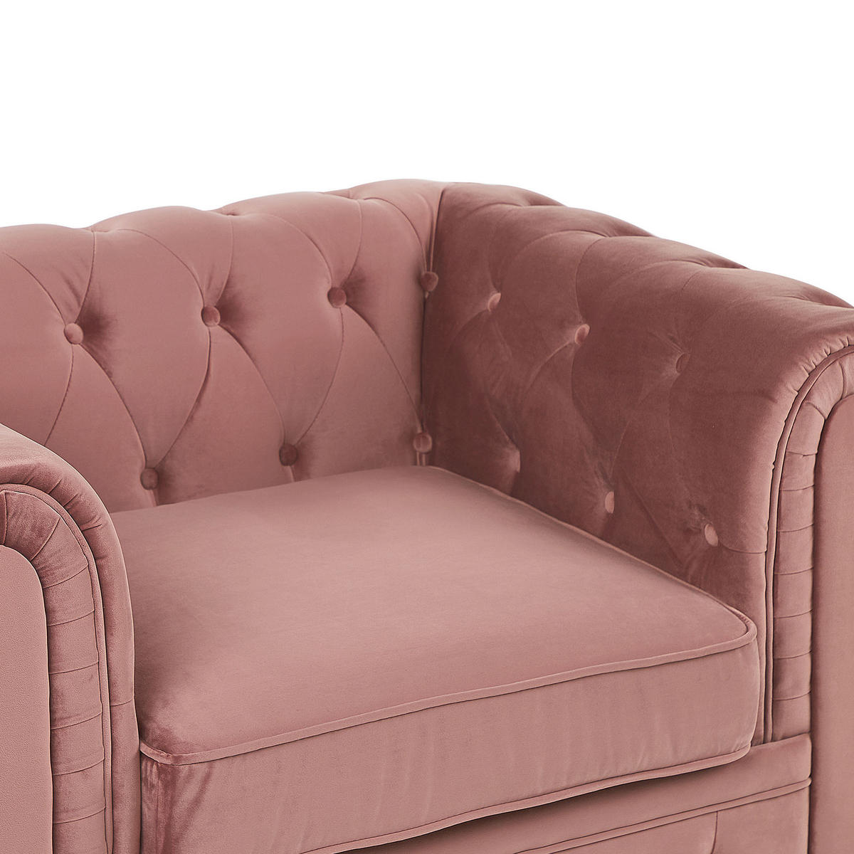 SESSEL Samtstoff rosa Rautenmuster Chesterfield - Pink, Textil (110/70/75cm) - Beliani