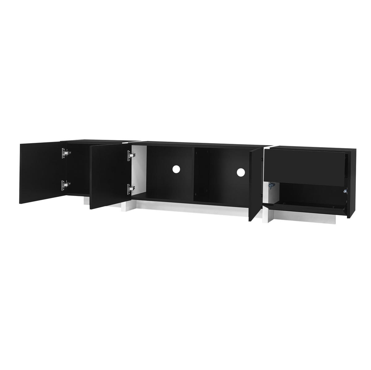 LOWBOARD 170/30/39 cm aus Holzwerkstoff mit Hochglanzfront und LED-Beleuchtung Schwarz/Weiß - Schwarz, Holzwerkstoff (170/39/30cm) - Modenvie