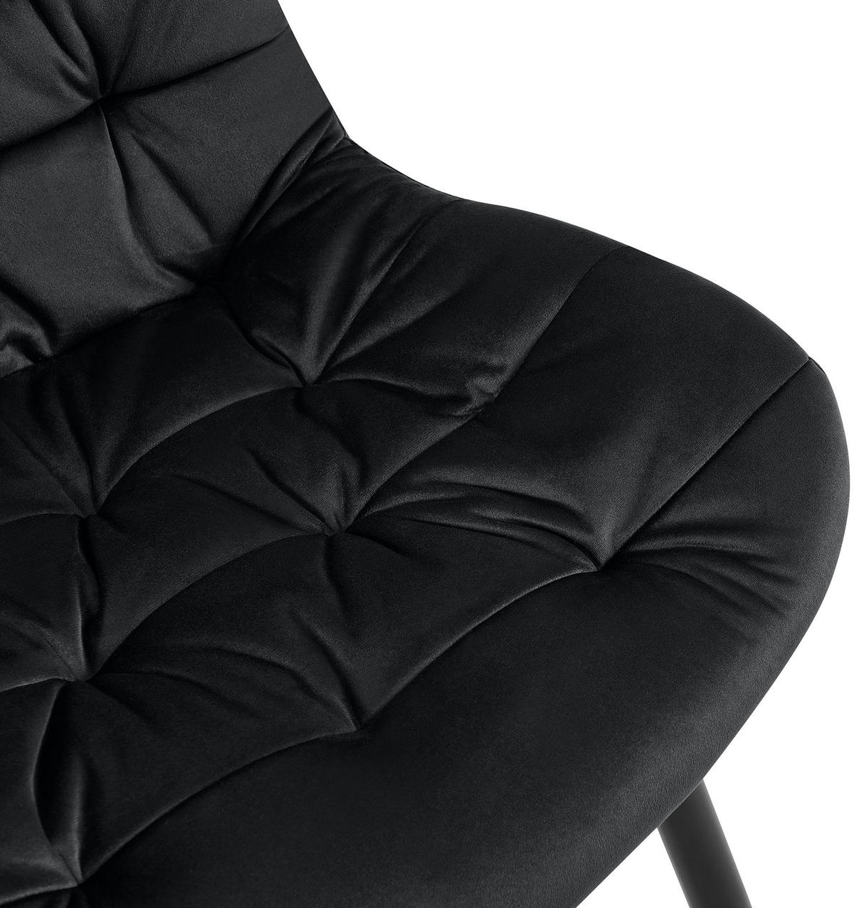 STUHL 2er Set Samt Schwarz - Schwarz, Textil/Metall (56/85/63cm) - CLP