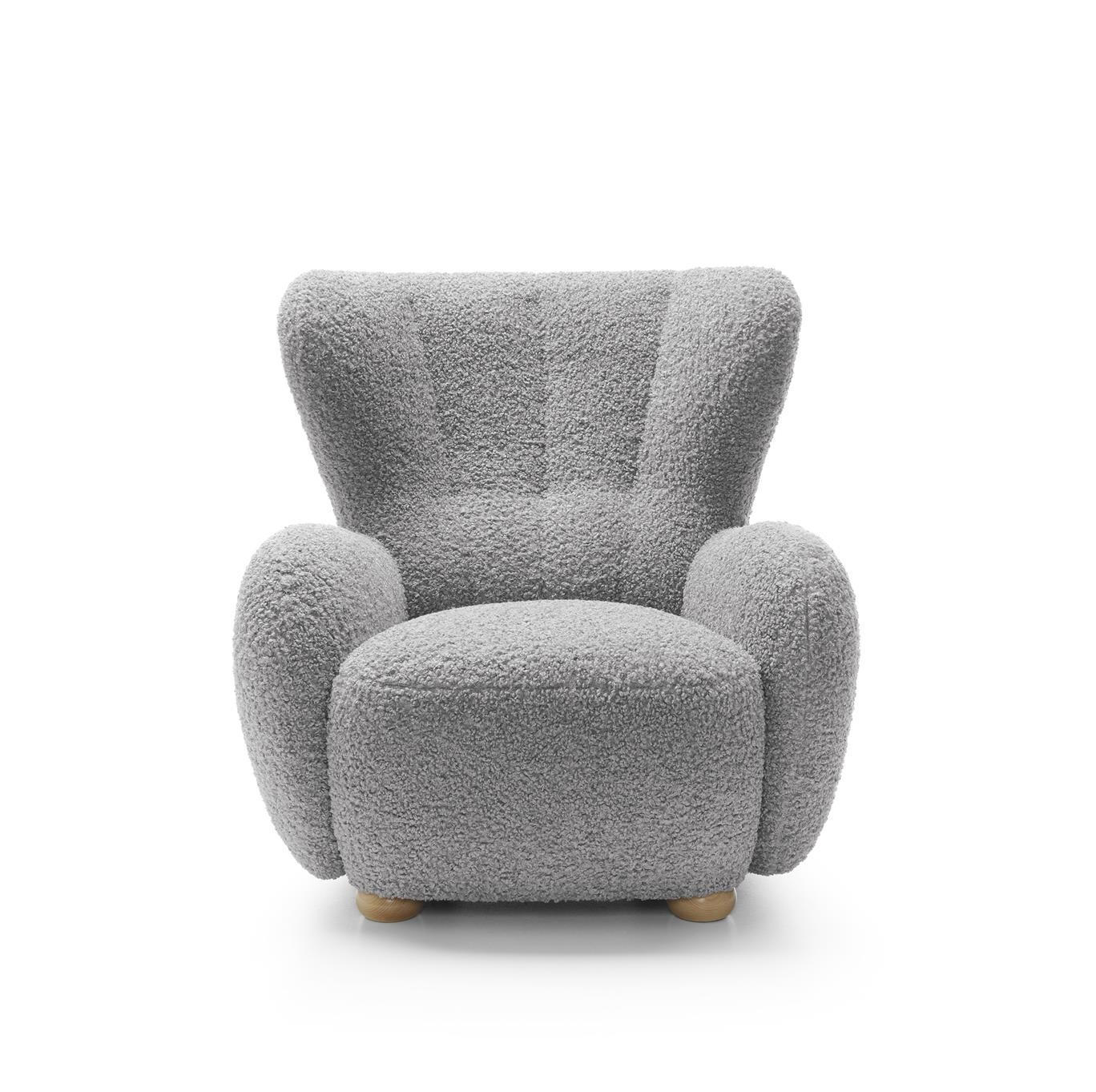 OHRENSESSEL Teddy Grau, Buchenholz Bein, Sessel aus Boucle-Stoff - Buchefarben/Grau, Holzwerkstoff/Textil (88/91/100cm) - Bettso