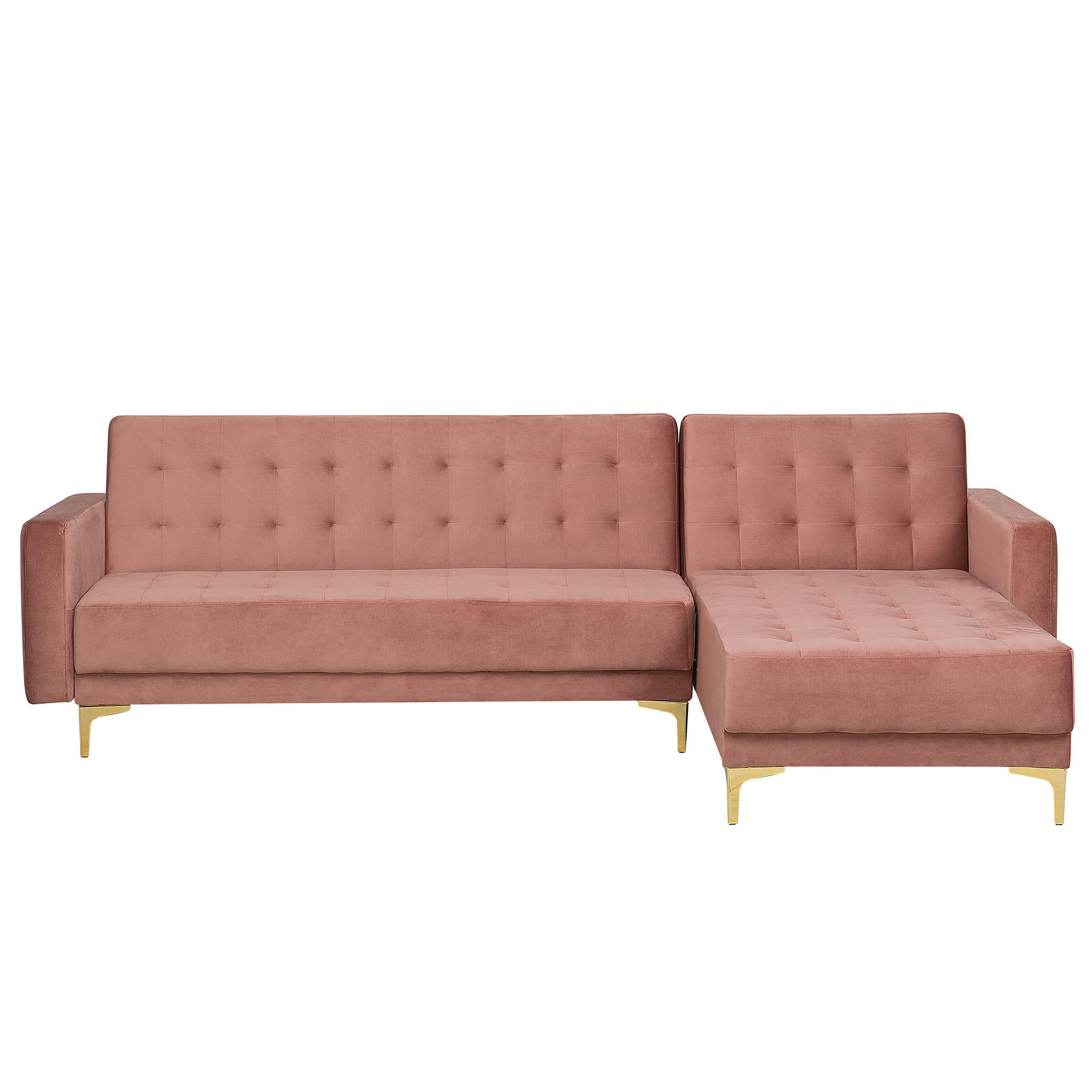 ECKSOFA Samtstoff Rosa rechtsseitig Aberdeen - Pink, Textil (267/168cm) - Beliani