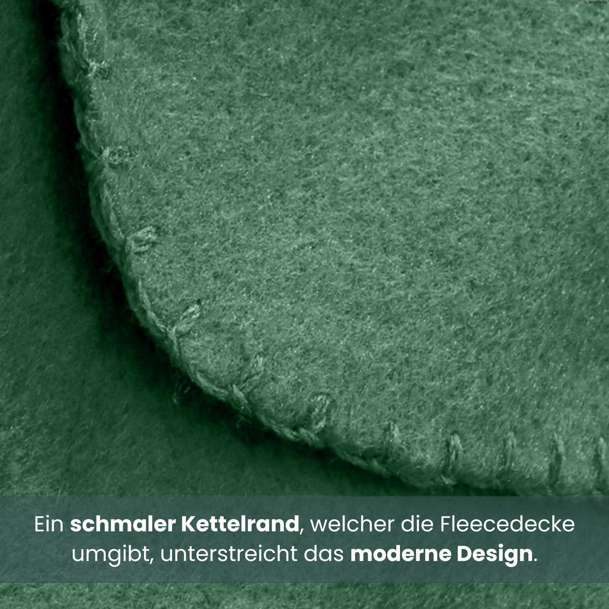 FLEECEDECKE 10er Set schwarz 130/160 cm Kettelrand Anti-Pilling - Dunkelgrün, Textil (130/160cm) - wometo