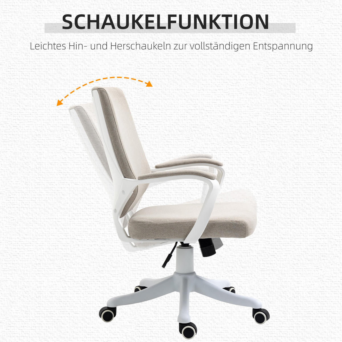 BÜROSTUHL in Beige 69x62x100 cm, höhenverstellbar, mit Lendenwirbelstütze und Schaukelfunktion - Beige, Textil (62/100/69cm) - IVMEU