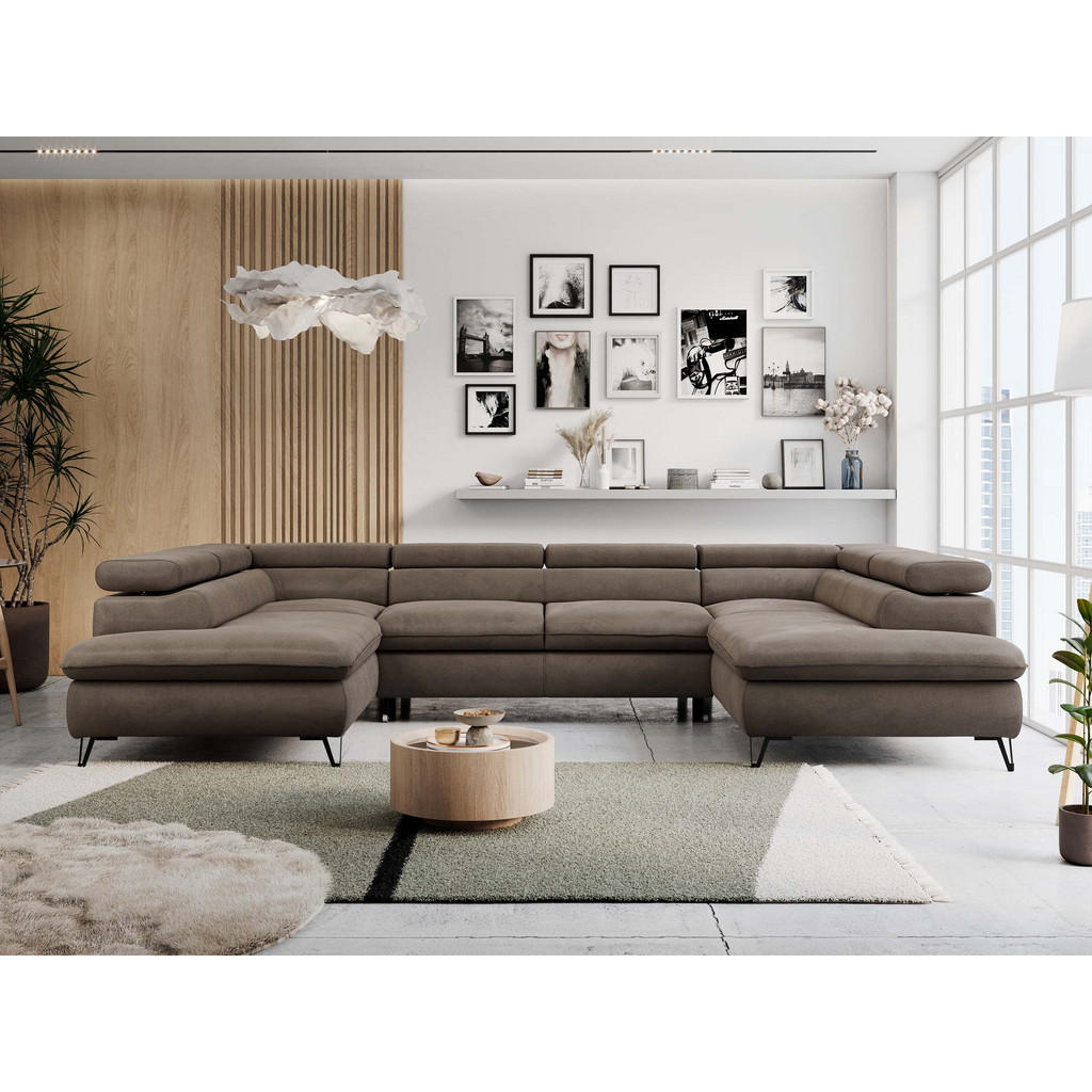 Thumbnail - MKS Wohnlandschaft, Braun, Textil, 6-Sitzer, U-Form, 346x76x208 cm, Wohnzimmer, Sofas & Couches, Wohnlandschaften, Wohnl...