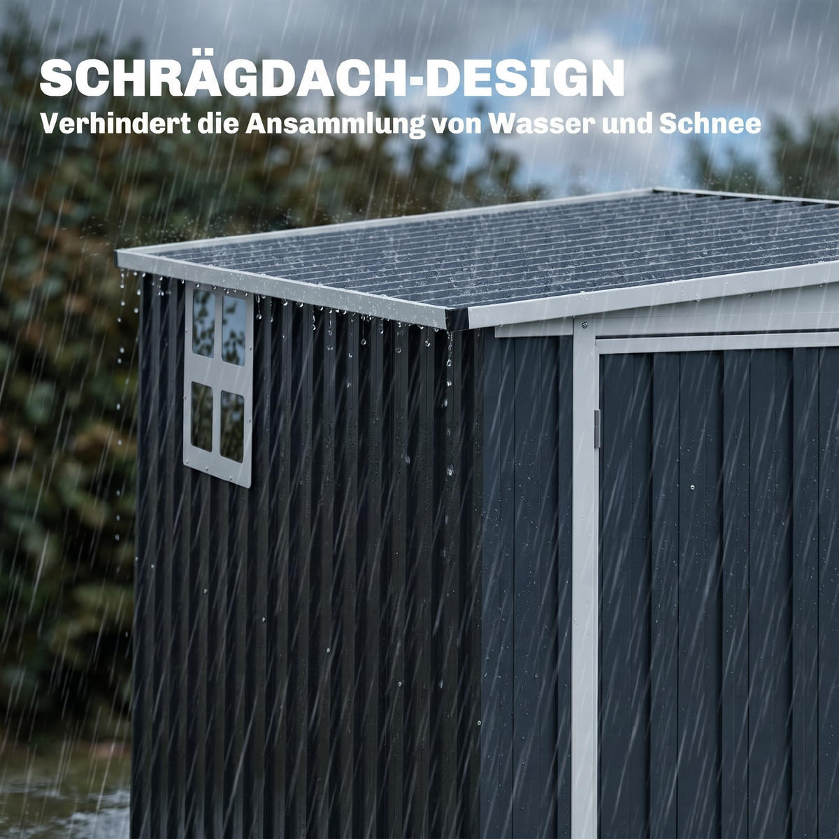 GARTENHAUS Dunkelgrau 231.0/128.0/181.0cm - Dunkelgrau, Metall (128/181/231cm)