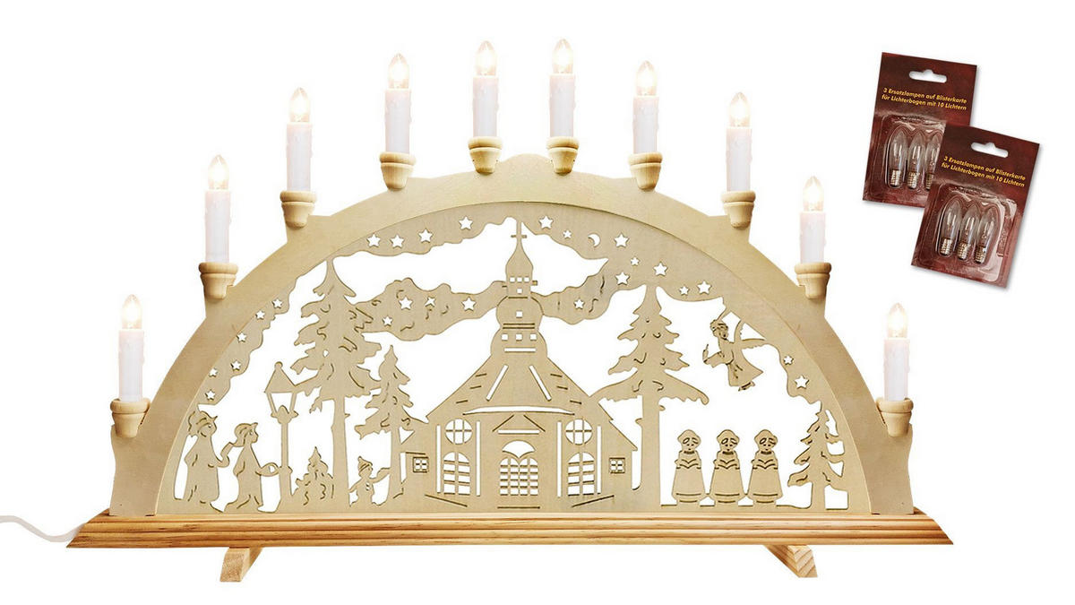 SCHWIBBOGEN Seiffen 10-flammig - Multicolor, Holz (0.1/1/0.1cm) - Dekoteam24