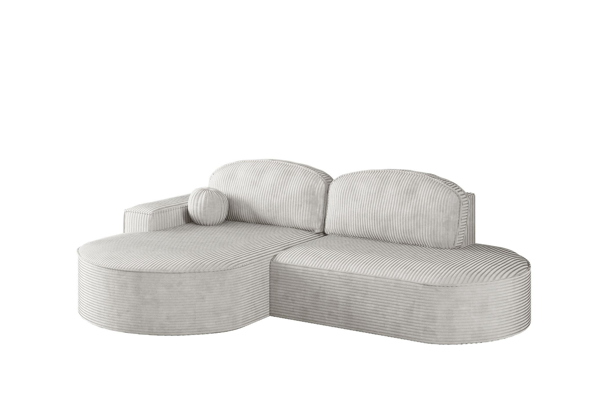 ECKSOFA mit Schlaffunktion und Bettkasten Modena Runden stoff Poso Beige Links - Beige, Holz/Textil (179/278cm) - Kaiser Möbel