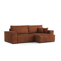 ECKSOFA CAVO mit Schlaffunktion Kupfer im Wind Stoff - Schwarz/Kupferfarben, Holz/Holzwerkstoff (255/148cm) - AltaBeds