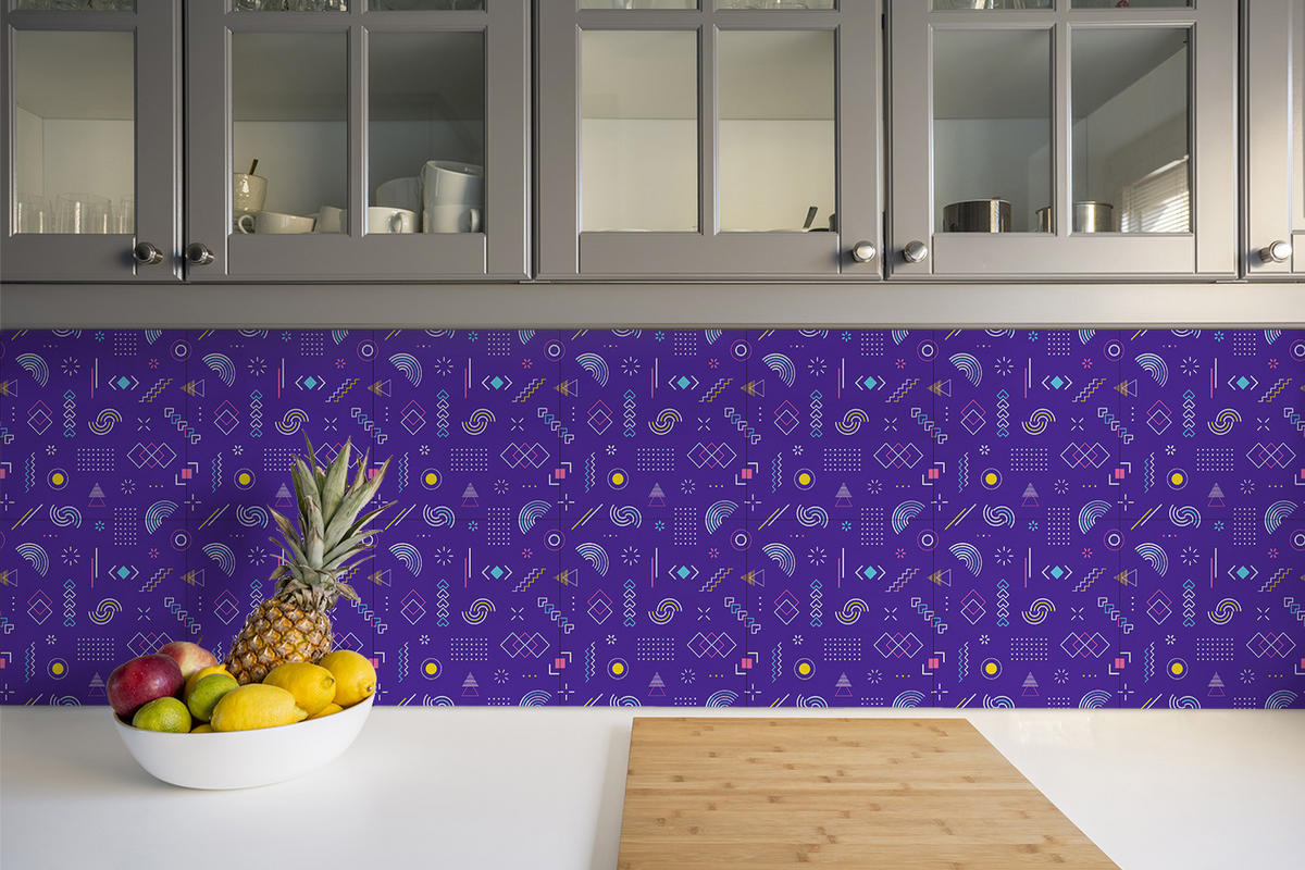 FLIESENAUFKLEBER 9 Stück 30x30 cm selbstklebend Geometrisches Muster - Violett, Textil (30/1.6/30cm) - TULUP