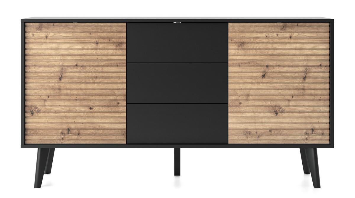 SIDEBOARD SCHWARZ - Schwarz, Holzwerkstoff (154/83/39cm) - FURNLUX