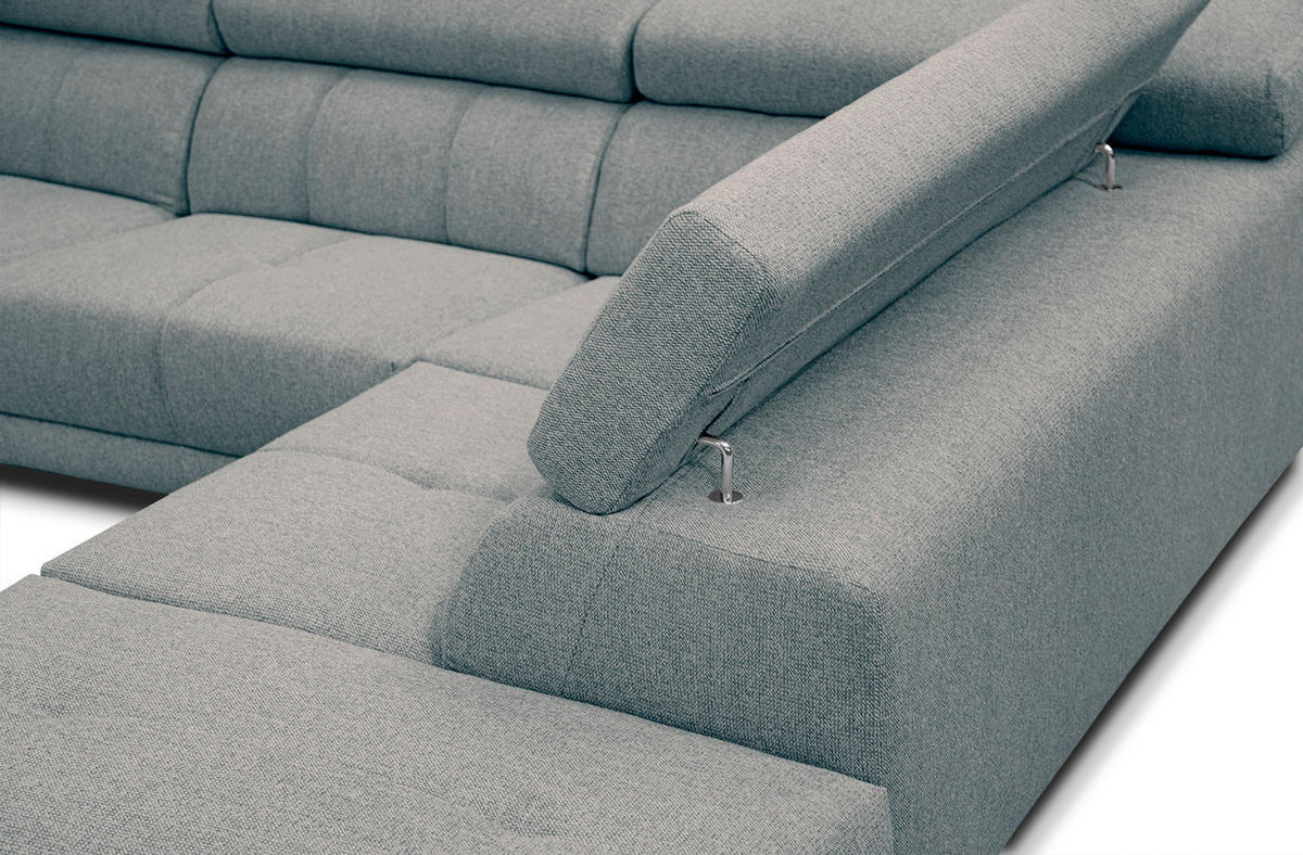 ECKSOFA MORELLO 5-Sitzer, mintgrün - Schwarz/Mintgrün, Holzwerkstoff/Textil (287/228cm) - Courtois Laville