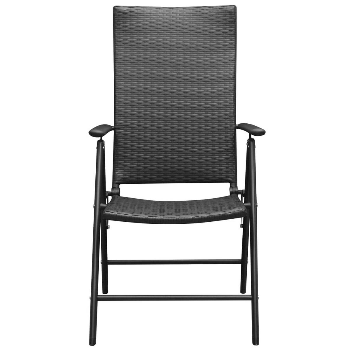 GARTENKLAPPSESSEL, 55/64/105 cm, aus Poly Rattan und Aluminium, 2er-Set - Schwarz, Kunststoff (55/105/64cm) - vidaXL