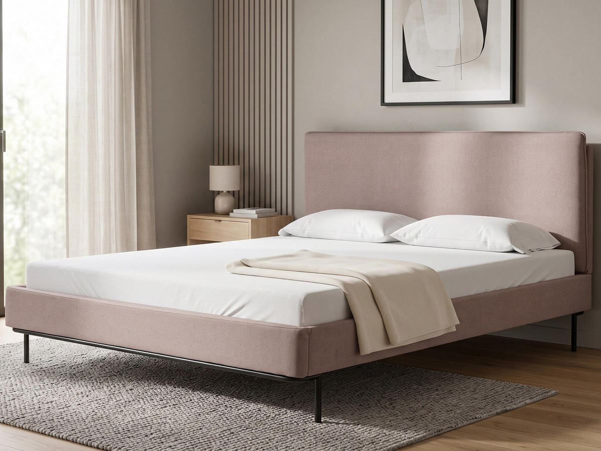 ÁGY ágyráccsal 160/200 cm Tópszín Corio - fekete/taupe, textil (160/200cm) - Beliani