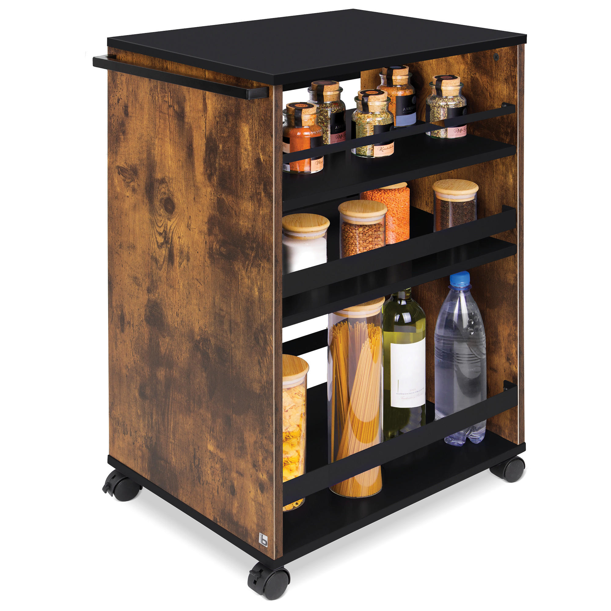 UNIVERSALWAGEN Bengt Braun-Schwarz - Multicolor, Naturmaterialien/Metall (38/79/50cm) - BoMoe