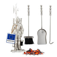 KAMINBESTECK Silber 4-tlg. Gusseisen - Silberfarben, Metall (21/72/12.5cm) - Relaxdays