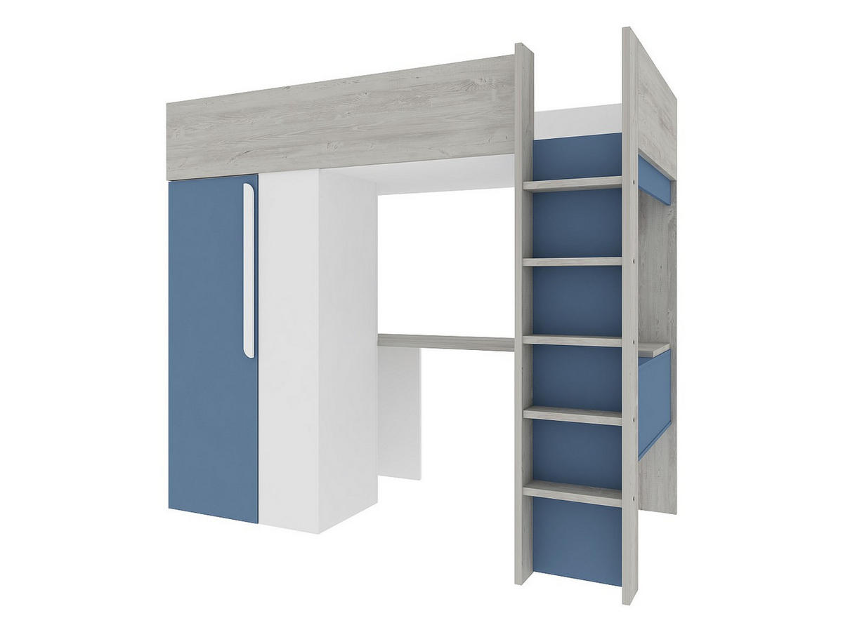 HOCHBETT - 1 -Sitzer - Holzspan - blau, weiß - NICOLAS - Blau, Holz (110/205.2cm) - Vente-Unique