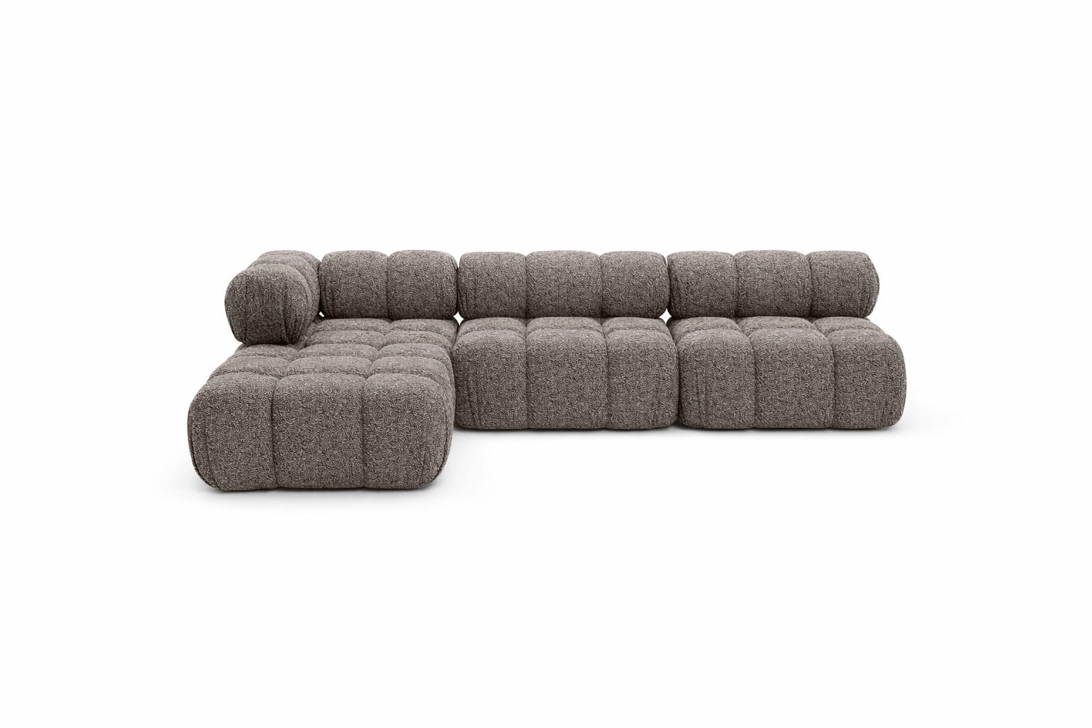 ECKSOFA L-Form Modulare, Bouclé-Stoff Abriamo, Braun, Links, Selia - Braun, Holz (285/160cm) - Kaiser Möbel
