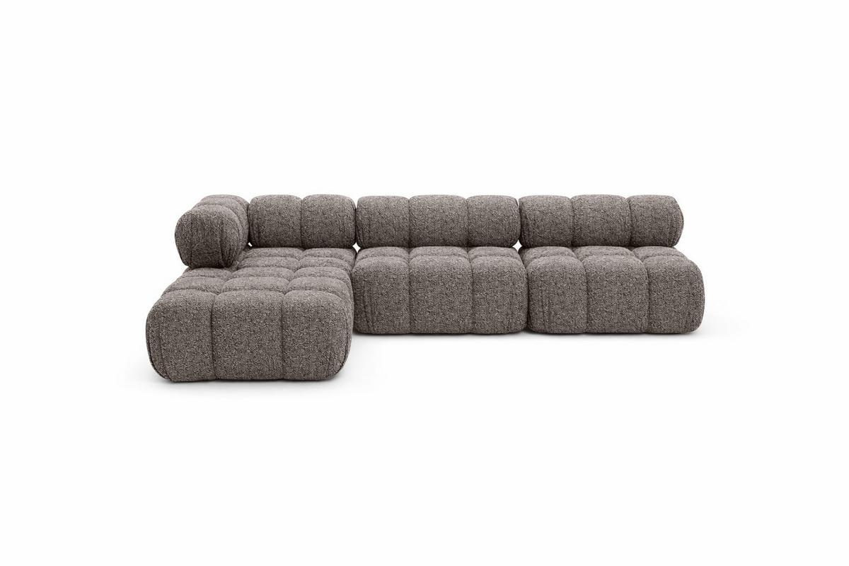 ECKSOFA L-Form Modulare, Bouclé-Stoff Abriamo, Braun, Links, Selia - Braun, Holz (285/160cm) - Kaiser Möbel