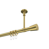 GARDINENSTANGEN-SET Sonette Sitra 260 cm (geteilt in 2 x 130 cm), 1-läufig, 20 mm Ø Messing-Optik - Messingfarben, Metall (260cm) - INTERDECO