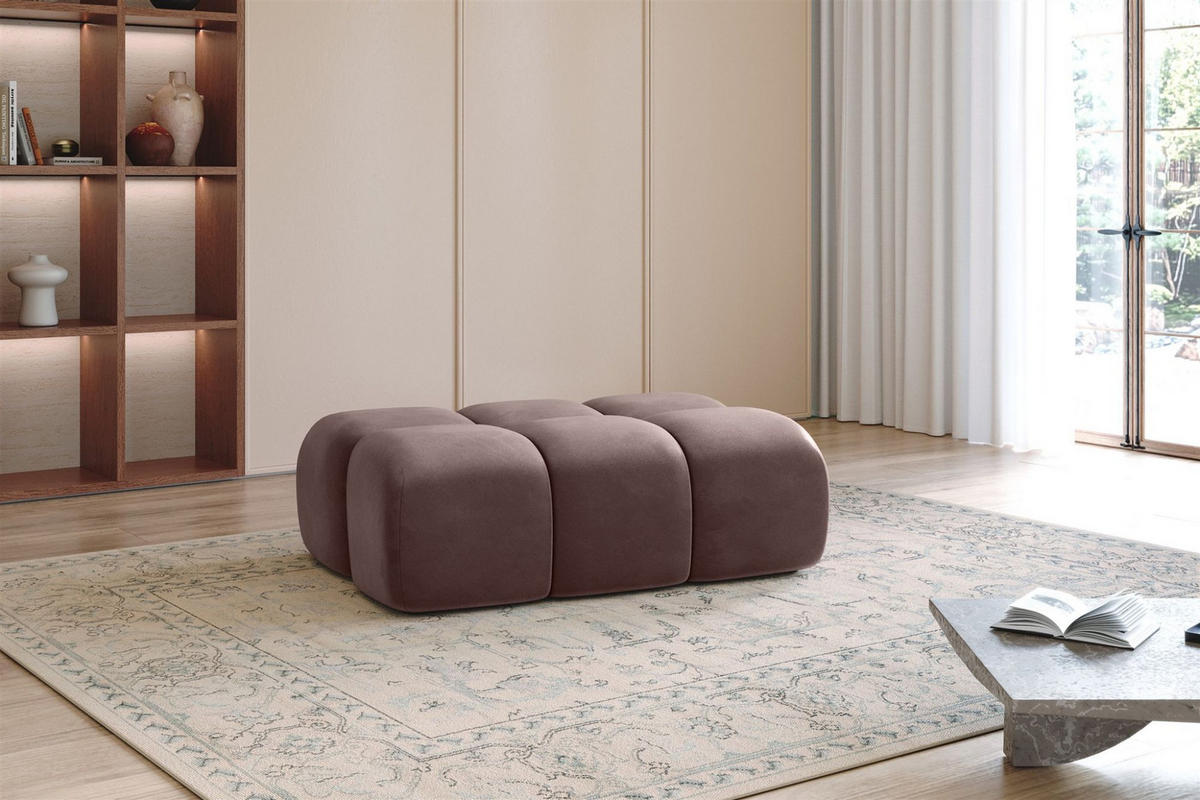 POLSTERHOCKER Darcy - Braun, Holzwerkstoff/Textil (128/44/85cm) - Fun Möbel