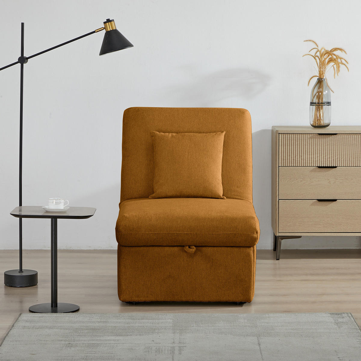 SCHLAFSESSEL - Chenille / Kunststoff - Schwarz/Orange, Kunststoff/Textil (70/95/97cm) - home24