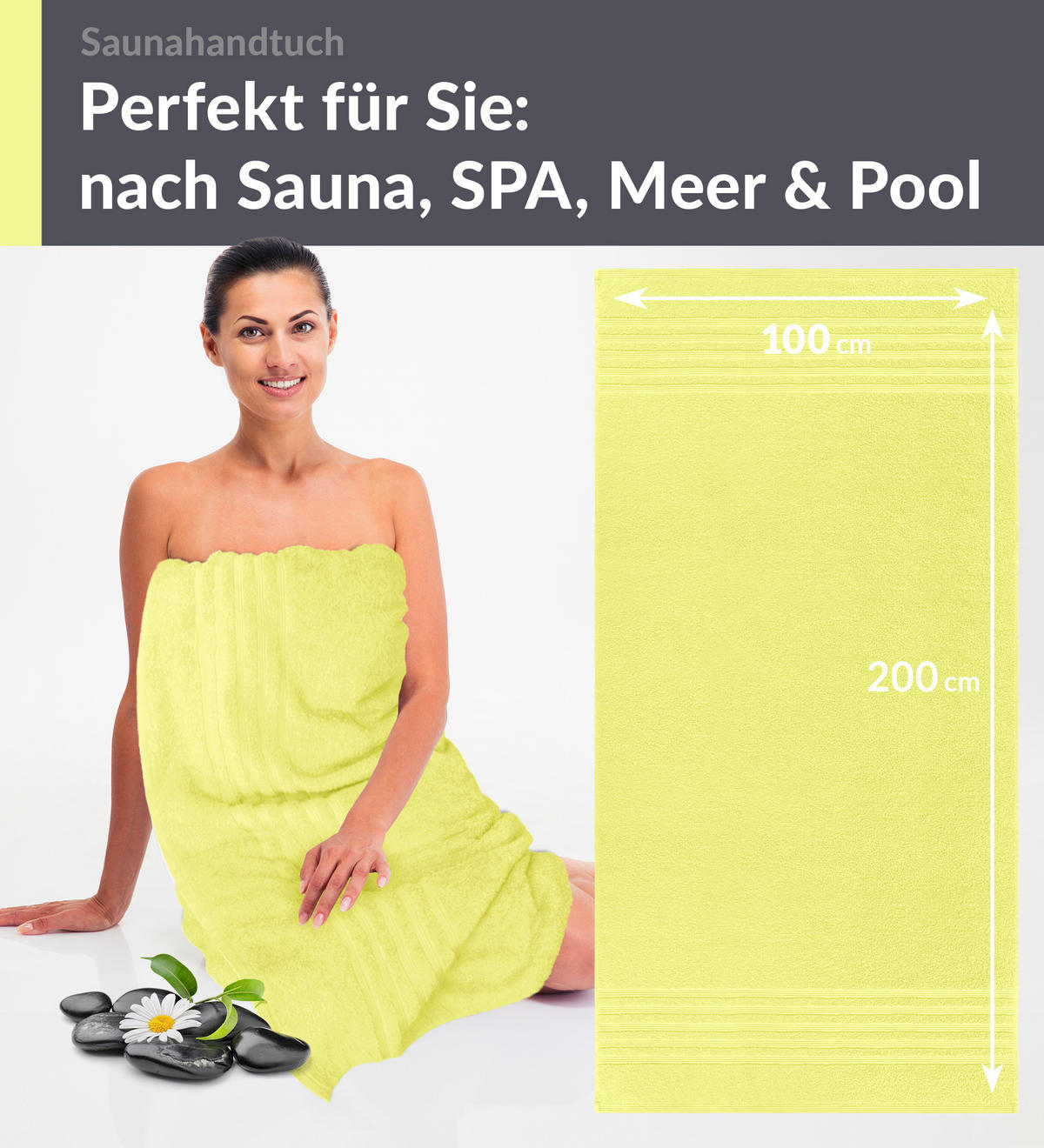 BADETUCH London Anis Grün 100x200 cm - Hellgelb, Textil (100/200cm) - Lashuma