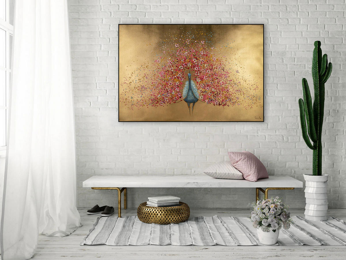 ÖLGEMÄLDE 120/80 cm - Pink/Goldfarben, Holz/Textil (1.92/80cm) - KUNSTLOFT