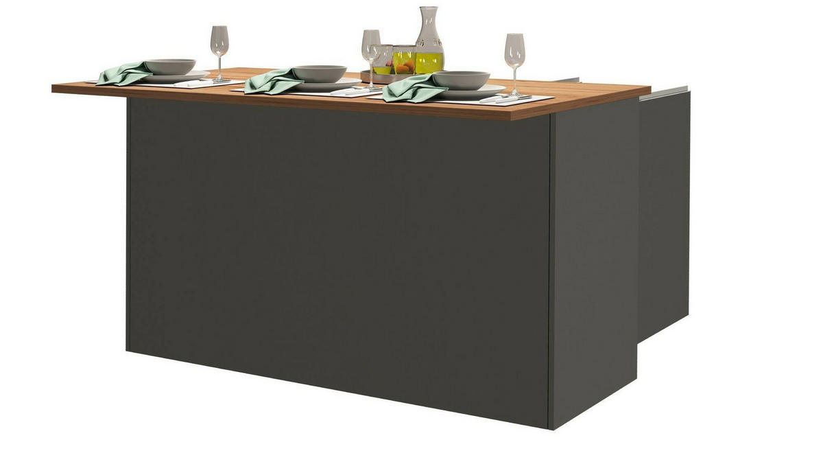 KÜCHENINSEL Anthrazit, Eiche 90/155/90 cm - Eichefarben/Anthrazit, Holzwerkstoff (155/90/90cm) - DMORA